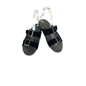J Sport Jambu Carina Style Size 7.5M Black Leather Slide Sandals Double Buckle